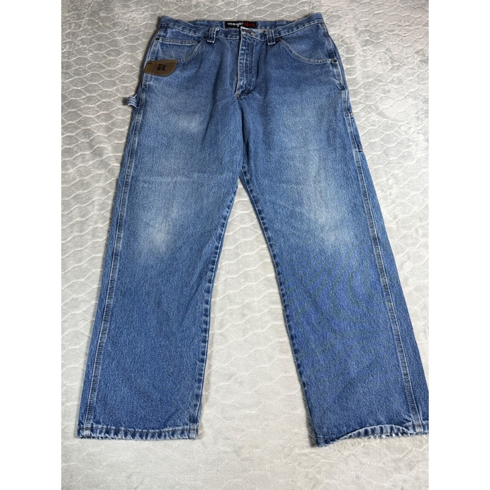 Wrangler RIGGS WORKWEAR Carpenter Jeans Blue Denim Utility Pants 36x31 3W020AI